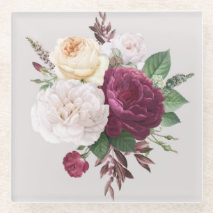 Posavasos De Vidrio Hermosa Floral