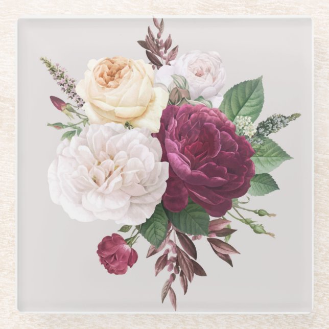 Posavasos De Vidrio Hermosa Floral (Anverso)