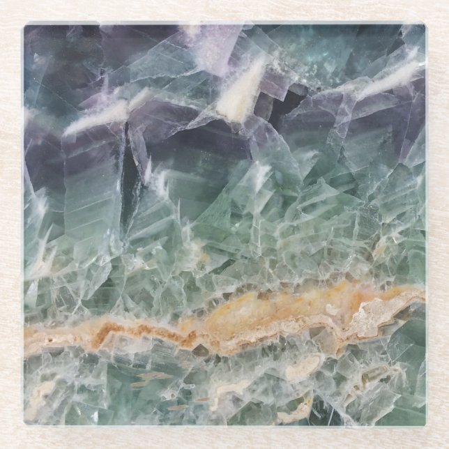 Posavasos De Vidrio Hermosa foto de flúor verde púrpura (Anverso)