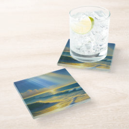 Posavasos De Vidrio Hermosa luz solar oceánica