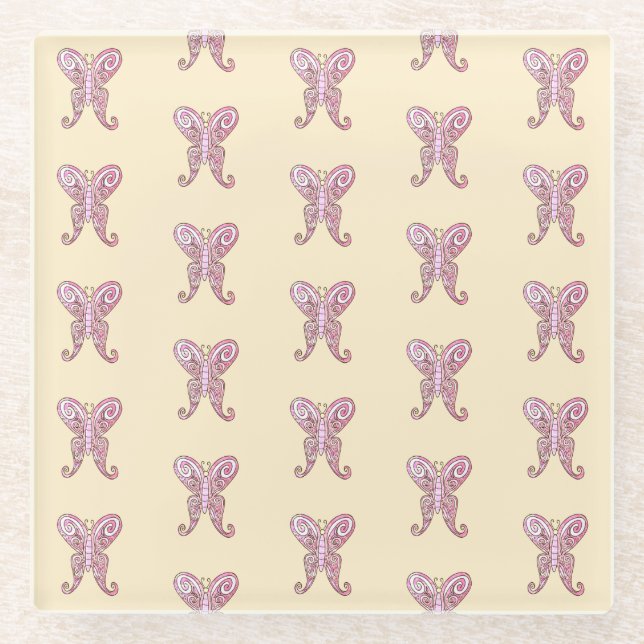Posavasos De Vidrio Hermosa mariposa de primavera  (Anverso)