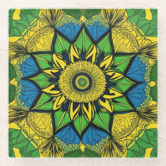 Posavasos De Vidrio Hermosa Pascua De Vidrio. Diseño Mandala. (Anverso)