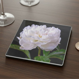 Posavasos De Vidrio Hermosa Peonía Blanca Una Flor Como Ninguna Otra