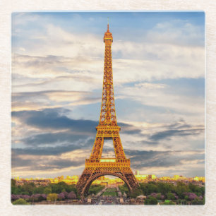 Posavasos De Vidrio Hermosa Torre Eiffel París Francia