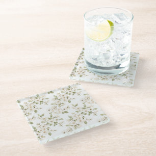 Posavasos De Vidrio Hermoso árbol florido de crema