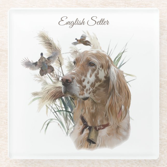 Posavasos De Vidrio Hermoso asentamiento con faisanes, arte (Anverso)