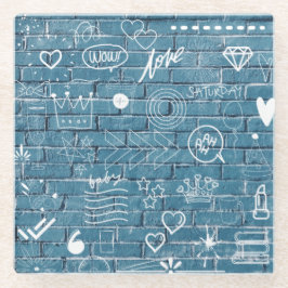 Posavasos De Vidrio Hermoso graffiti en pared caligrafía verde