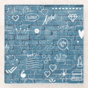 Posavasos De Vidrio Hermoso graffiti en pared caligrafía verde