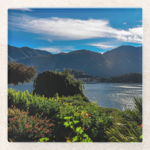 Posavasos De Vidrio Hermoso lago Como Italia