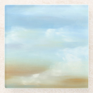Posavasos De Vidrio Hermoso paisaje aéreo con nubes esponjosas