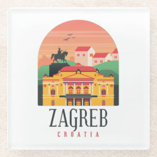 Posavasos De Vidrio Hermoso paisaje urbano de Zagreb Croacia