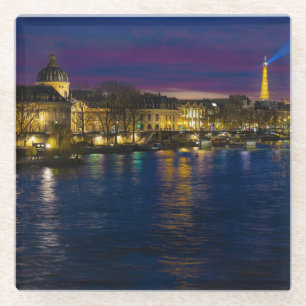 Posavasos De Vidrio Hermoso París Francia Paisaje Nocturno