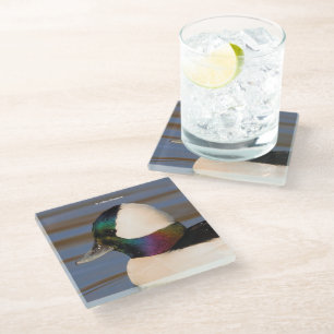 Posavasos De Vidrio Hermoso pato de cabeza de buey al sol de la tarde