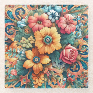 Posavasos De Vidrio Hermoso ramo de flores