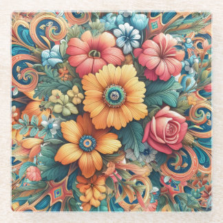 Posavasos De Vidrio Hermoso ramo de flores