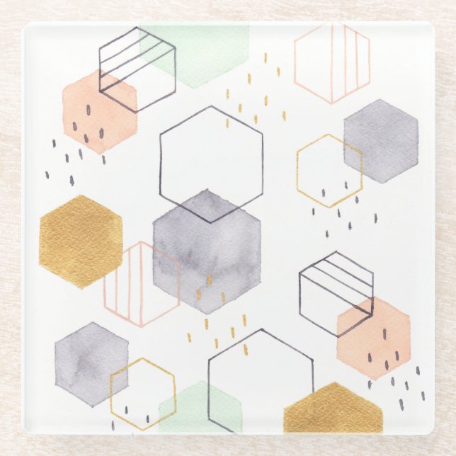 Posavasos De Vidrio Hex Scatter (Anverso)
