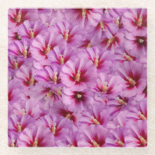 Posavasos De Vidrio Hibiscus - Patrón de flor Rosa chino