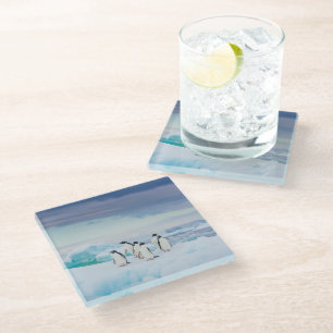 Posavasos De Vidrio Hielo y nieve   Adelie Penguins Antártida