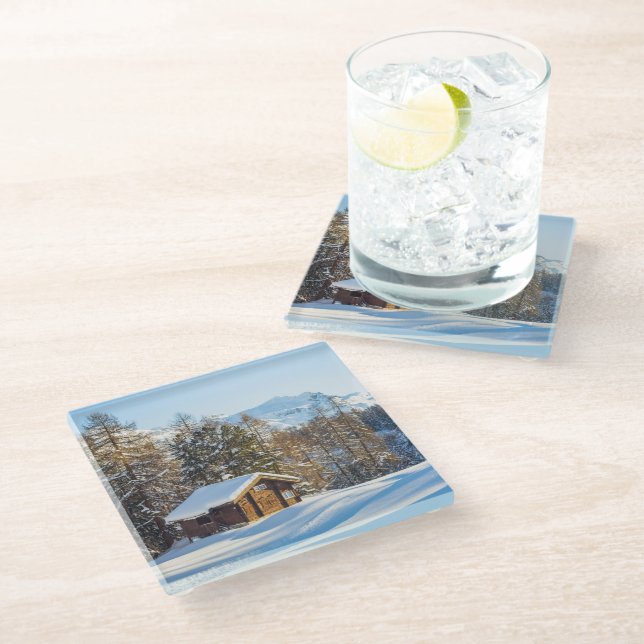 Posavasos De Vidrio Hielo y nieve | Alpes suizos de cabina de invierno (Angular)