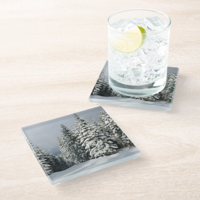 Posavasos De Vidrio Hielo y nieve | Pine Woodland, Austria (Angular)