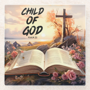 Posavasos De Vidrio Hijo de Dios Salmo 23 Biblia