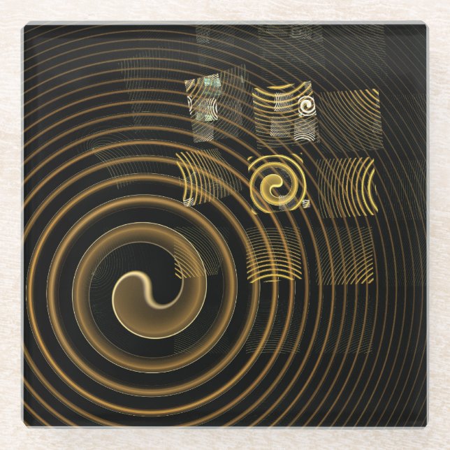 Posavasos De Vidrio Hipnosis Arte abstracto (Anverso)