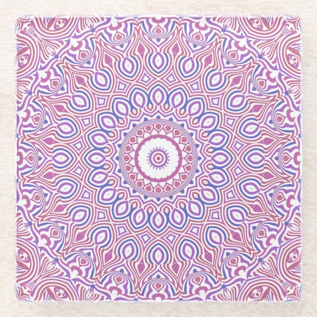 Posavasos De Vidrio Hippie Boho Funky Groovy Bohemian Kaleidoscope (Anverso)