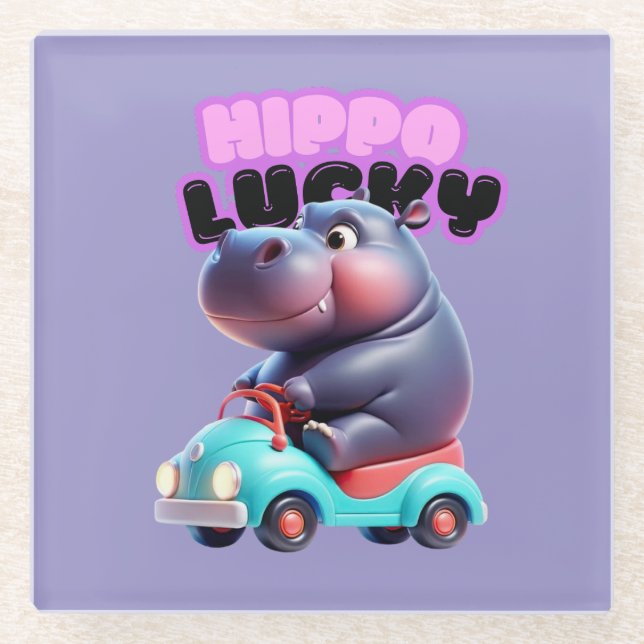 Posavasos De Vidrio Hippo Lucky Coaster (Anverso)