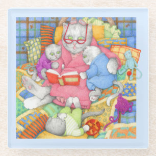 Posavasos De Vidrio HISTORIA DE BEBIDA DE Vidrio BEDTIME - Azul