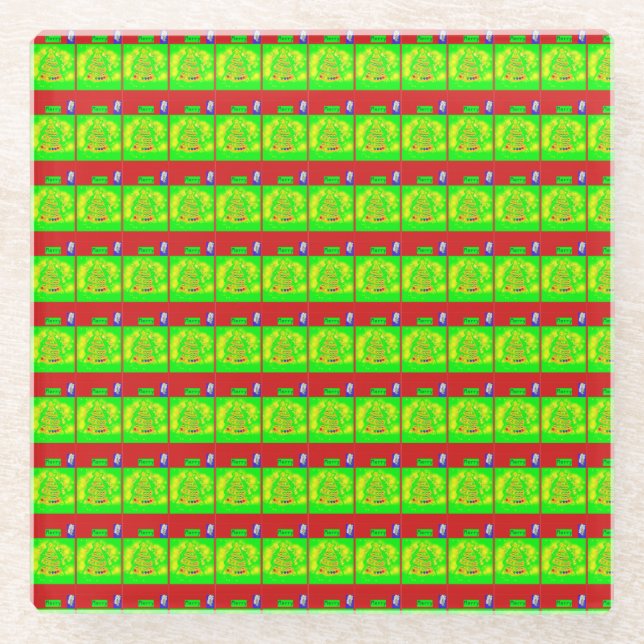 Posavasos De Vidrio Historia festiva de los Navidades "Merry" (Anverso)