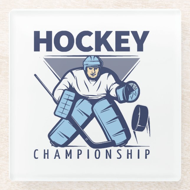 Posavasos De Vidrio Hockey divertido (Anverso)