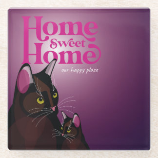 Posavasos De Vidrio Hogar Dulce Hogar nuestro feliz lugar Glass Coaste