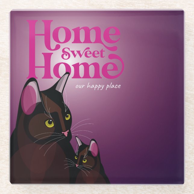 Posavasos De Vidrio Hogar Dulce Hogar nuestro feliz lugar Glass Coaste (Anverso)