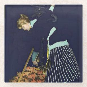 Posavasos De Vidrio Hoguera de hojas de otoño de C Coles Phillips