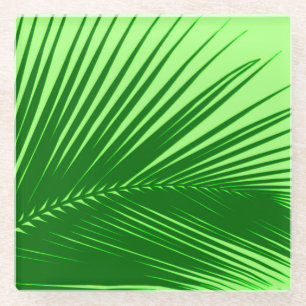Posavasos De Vidrio Hoja de palma - esmeralda y verde lima