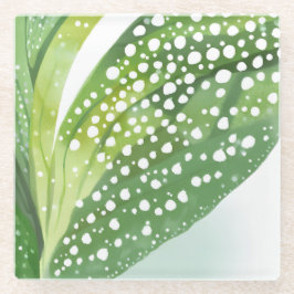 Posavasos De Vidrio Hoja verde de la mañana