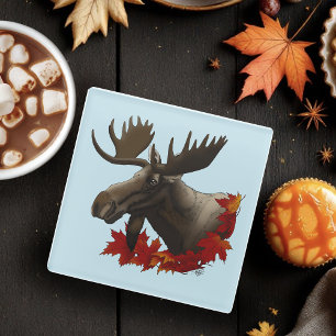 Posavasos De Vidrio Hojas de arce rojas de Moose