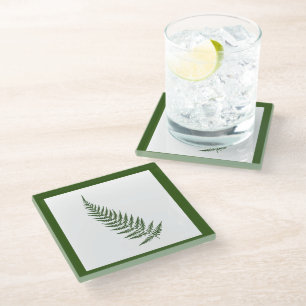 Posavasos De Vidrio Hojas de hierro botánico presionadas - Mezcla y co