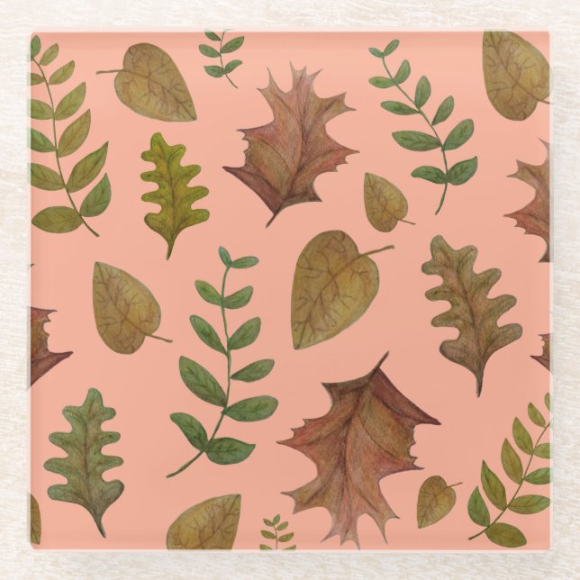 Posavasos De Vidrio Hojas de otoño (Anverso)