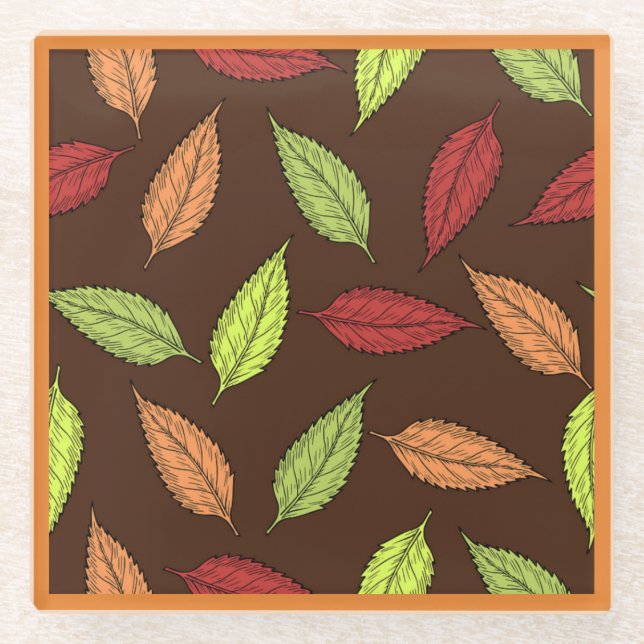 POSAVASOS DE VIDRIO HOJAS DE OTOÑO (Anverso)