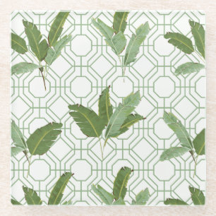 Posavasos De Vidrio Hojas de palma tropicales