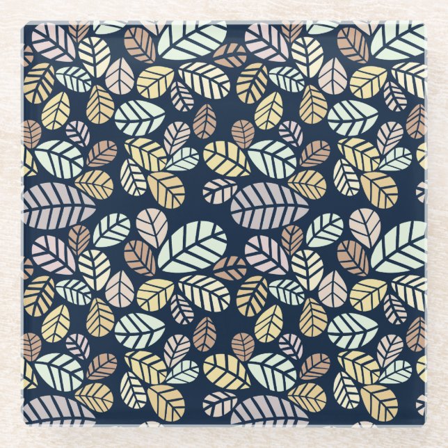 Posavasos De Vidrio Hojas de Pastel (Anverso)