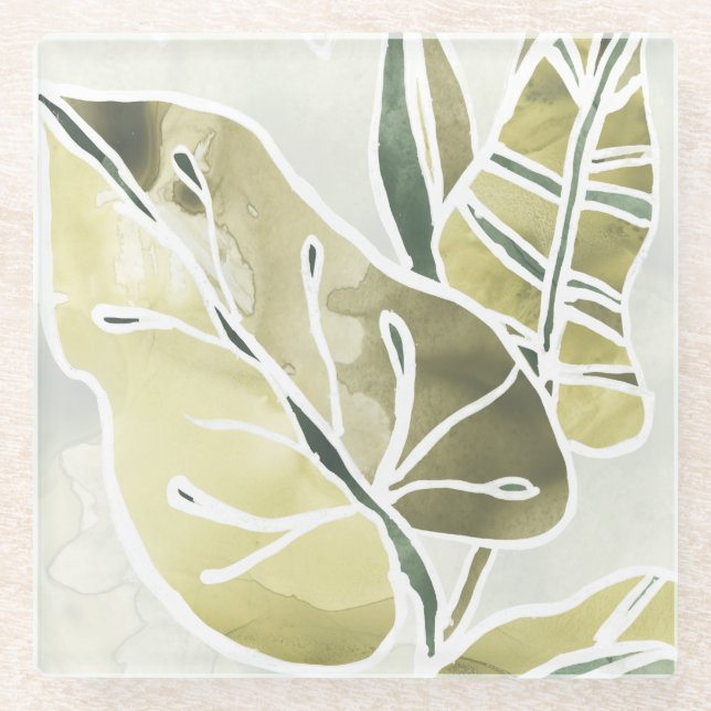 Posavasos De Vidrio Hojas del batik (Anverso)