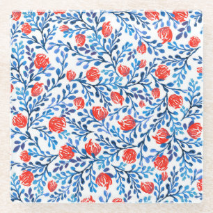 Posavasos De Vidrio Hojas Florales: Patrón de la Naturaleza sin Marea