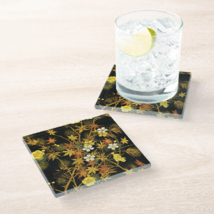 Posavasos De Vidrio Hojas japonesas de otoño Antiguo Botánico