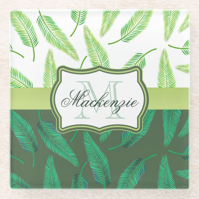 Posavasos De Vidrio Hojas tropicales (Anverso)
