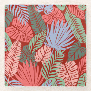 Posavasos De Vidrio Hojas tropicales de Doodle: Oscuras manos dibujada