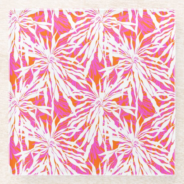 Posavasos De Vidrio Hojas tropicales de palma (Anverso)