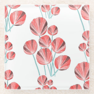 Posavasos De Vidrio Hojas tropicales: Patrón creativo dibujado a mano