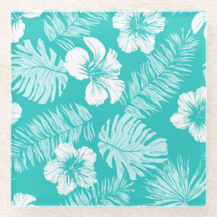 Posavasos De Vidrio Hojas tropicales: Patrón de planta de época